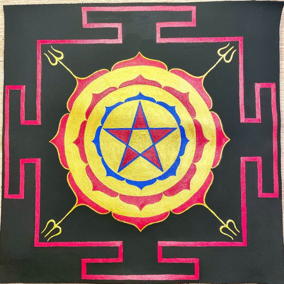 Yantra peint par Karina Bharucha Stage de yoga dans les Pyrénées